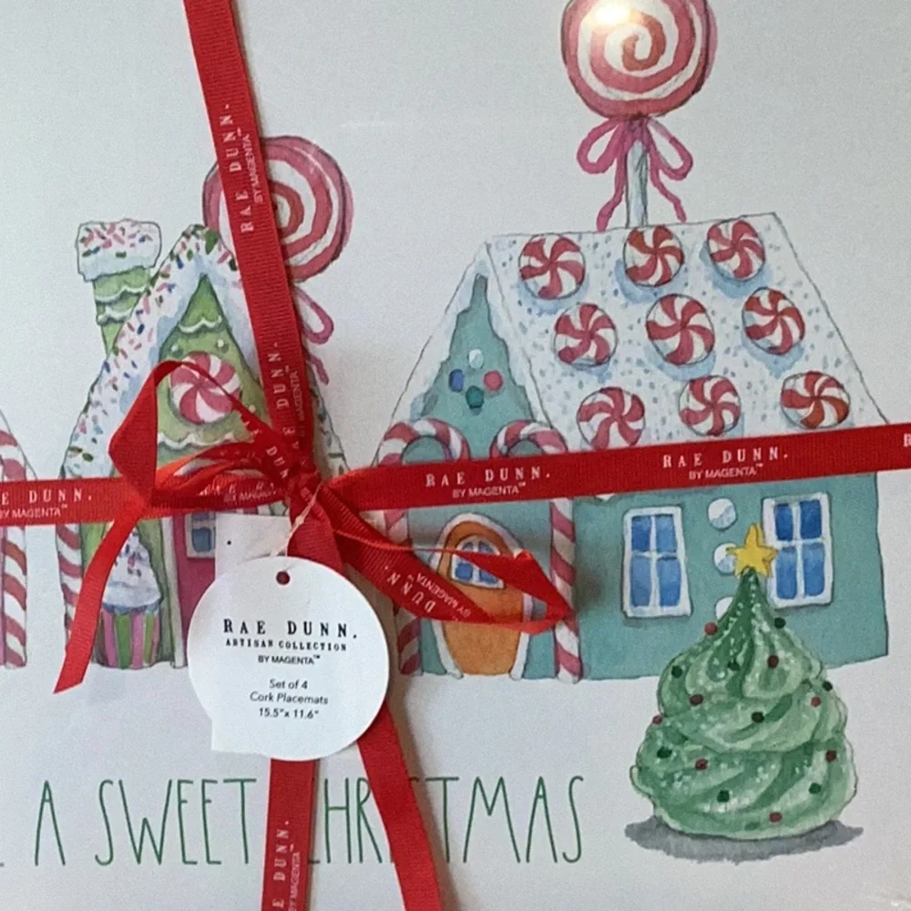 Rae Dunn HAVE A SWEET CHRISTMAS cork backed placemats - Set of 4